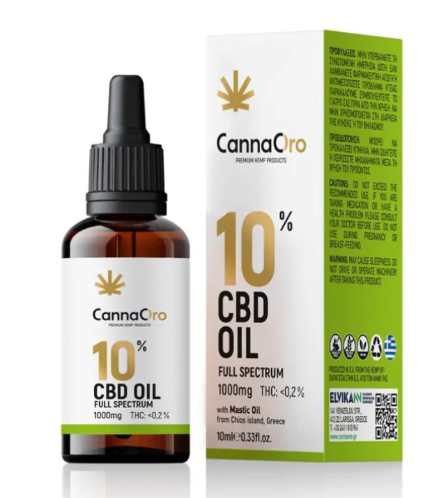CannaOro CBD 10% Full Spectrum 1000mg Mastic Oil Έλαιο Κάνναβης για Υγεία, Ευεξία, Ισορροπία του Οργανισμού 10ml