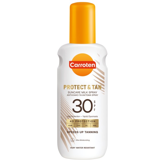Carroten Protect & Tan Milk Spray SPF30 Αντηλιακό Γαλάκτωμα Σώματος 200ml
