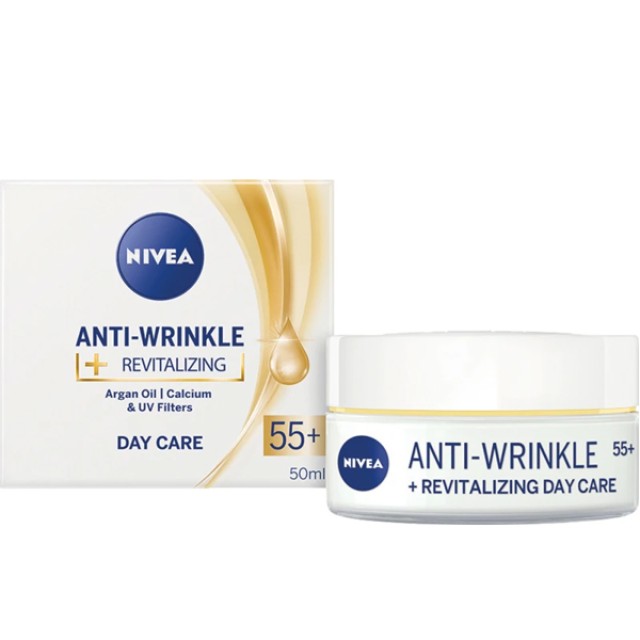 Nivea Anti Wrinkle + Revitalizing 55+ Day Care Αντιρυτιδική Κρέμα Προσώπου Ημέρας 50ml