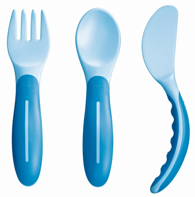 Mam Baby’s Cutlery Πιρουνάκι - Κουταλάκι - Μαχαιράκι 6m+ Χρώμα:Μπλε 3 Τεμάχια [515]