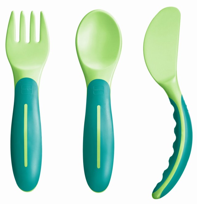 Mam Baby’s Cutlery Πιρουνάκι - Κουταλάκι - Μαχαιράκι 6m+ Χρώμα:Πράσινο 3 Τεμάχια [515]