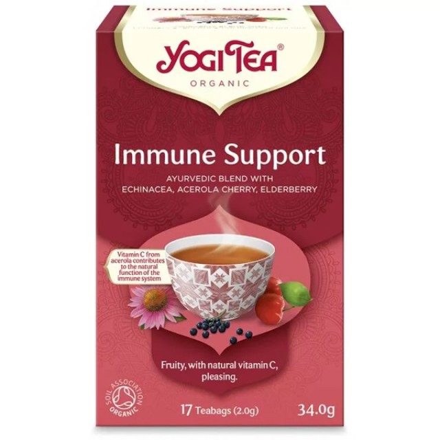 Yogi Tea Immune Support Τσάι με Εχινάτσεα Ασερόλα & Elderberry 17 Φακελάκια 34gr