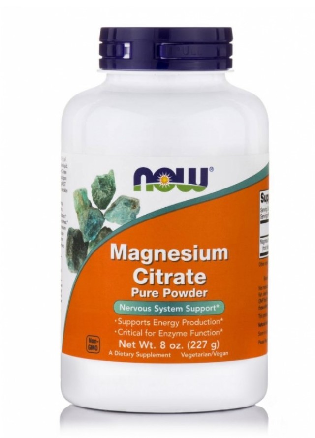 Now Foods Magnesium Citrate Pure Powder Συμπλήρωμα Διατροφής Μαγνησίου Σε Μορφή Σκόνης 226.7gr