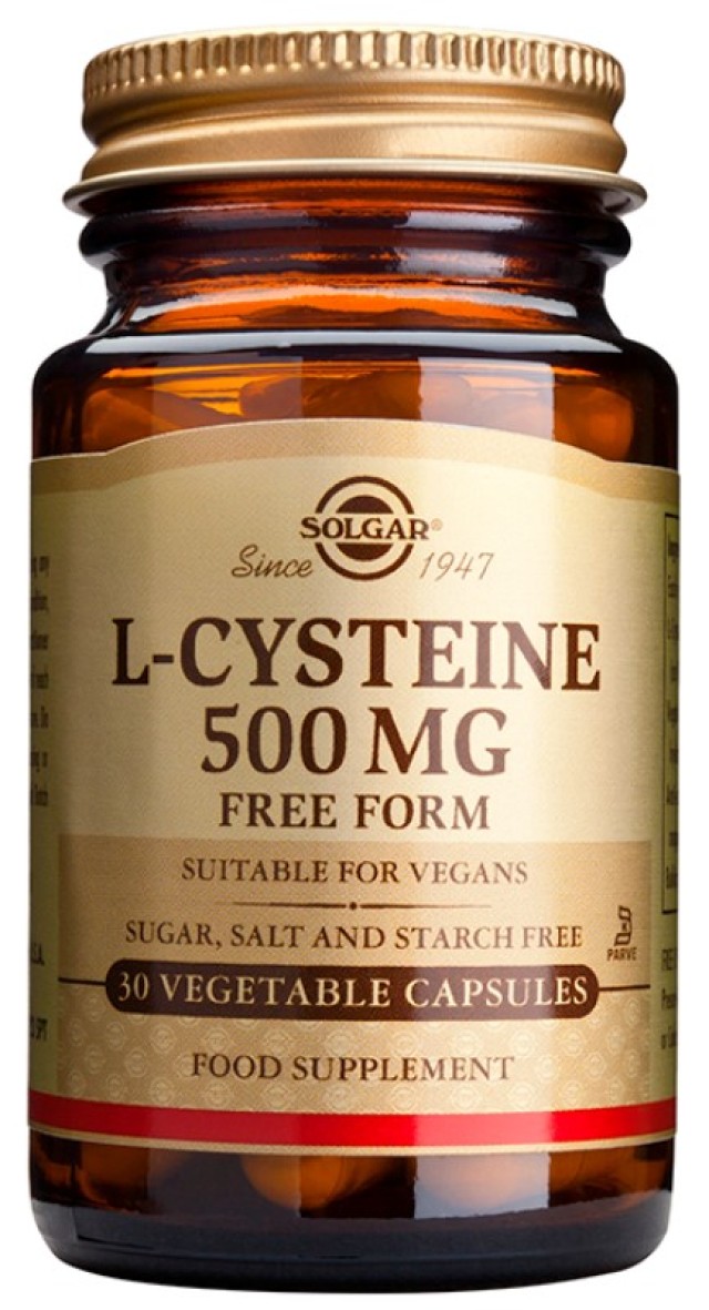 Solgar L-Cysteine 500mg Συμπλήρωμα Διατροφής L-Κυστεϊνη 30 Φυτικές Κάψ …