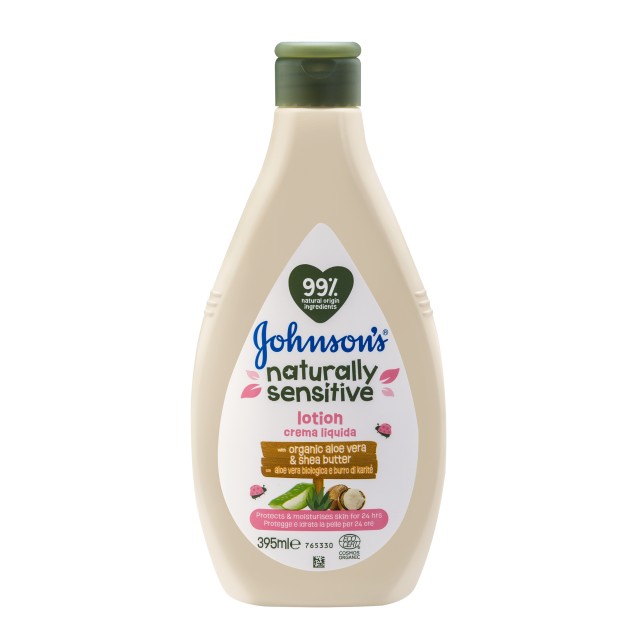 Johnson’s® Naturally Sensitive Λοσιόν 99% Φυσικής Προέλευσης για Προστατευμένη & Εντατικά Ενυδατωμένη Επιδερμίδα 395ml