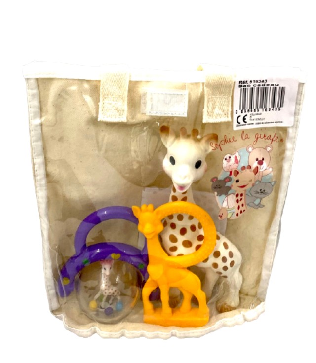 Sophie La Girafe Gift Bag Σετ Σόφι η Καμηλοπάρδαλη 1 Τεμάχιο - Κουδουνίστρα Καμηλοπάρδαλη 1 Τεμάχιο - Μασητικό με Γεύση Βανίλια 1 Τεμάχιο [516343]