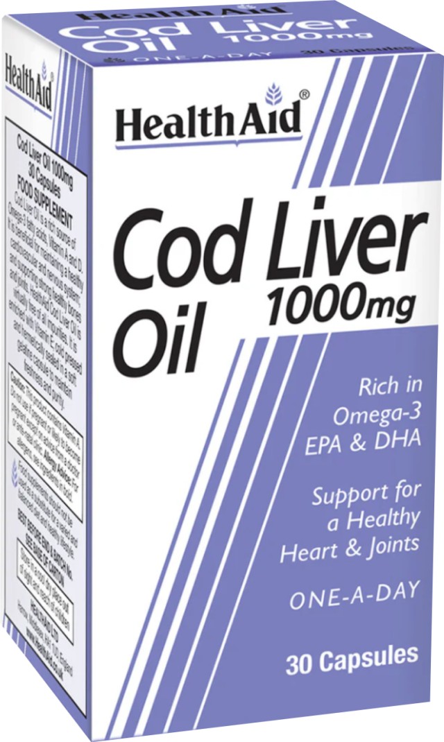 Health Aid Cod Liver Oil 1000mg Vegetarian Συμπλήρωμα Διατροφής με … Health Aid Cod Liver Oil 1000mg Vegetarian Συμπλήρωμα Διατροφής με …