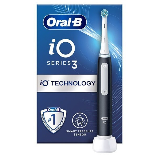 Oral B iO Series 3 Ηλεκτρική Οδοντόβουρτσα με Αισθητήρα Πίεσης Μαύρη 1 Τεμάχιο
