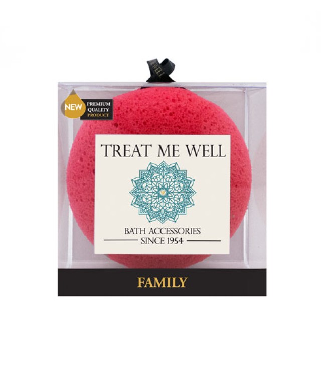 Treat me Well Family Bath & Shower Sponge Στρογγυλό Σφουγγάρι Κόκκινου Χρώματος 1 Τεμάχιο