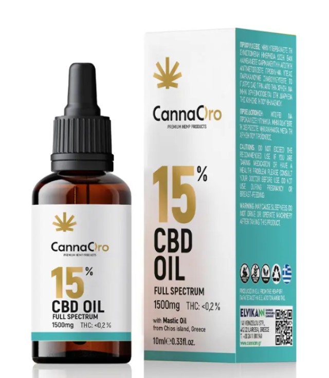 CannaOro CBD 15% Full Spectrum 1500mg Mastic Oil Έλαιο Κάνναβης για Υγεία, Ευεξία, Ισορροπία του Οργανισμού 10ml