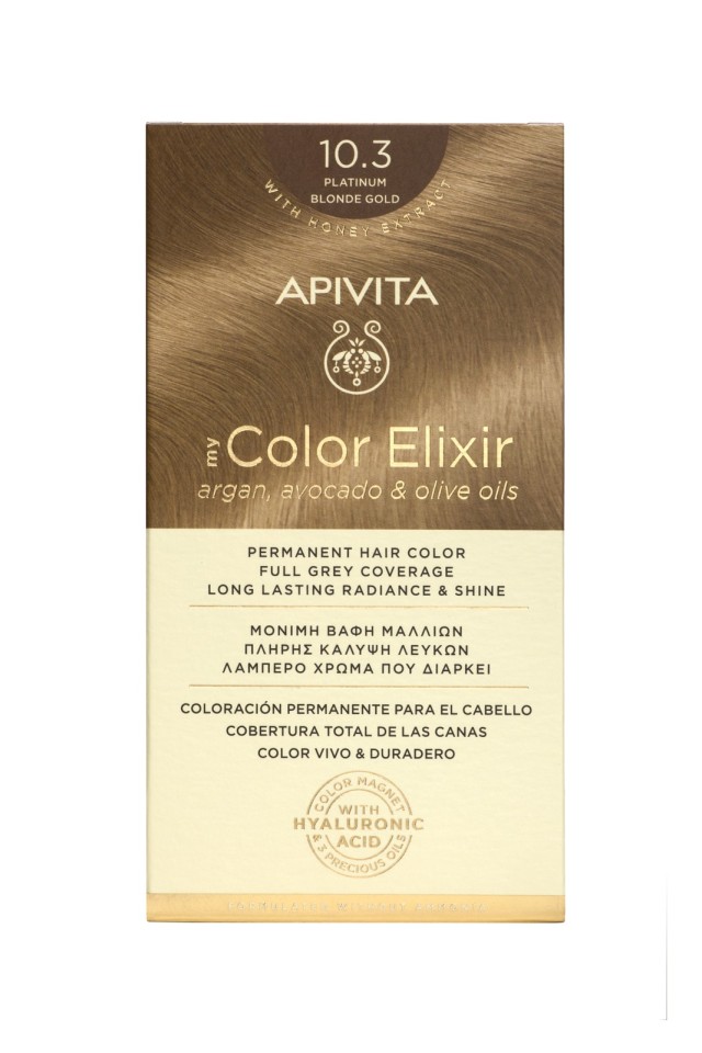 Apivita My Color Elixir No10.3 Κατάξανθο Χρυσό Κρέμα Βαφή Σε Σωληνάριο 50ml - Ενεργοποιητής Χρώματος 75ml