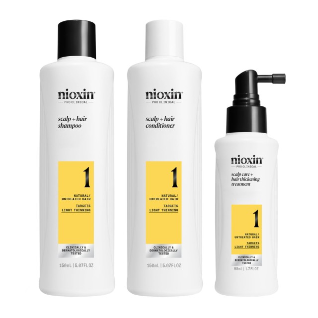 Nioxin System 1 Loyalty Kit Θεραπεία για Φυσικά Μαλλιά με Ελαφριά Αραί …