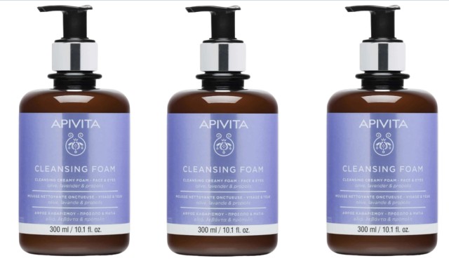 Apivita PROMO Συσκευασία 3 Τεμαχίων Cleansing Foam Face Eyes Αφρός Καθαρισμού Ελιά Λεβάντα Πρόπολη 3x300ml