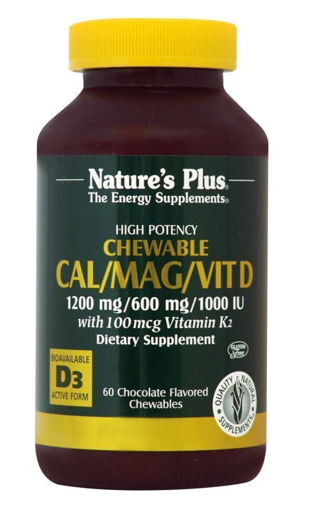 Natures Plus CAL/MAG Βιταμίνη D & Βιταμίνη K2 Chocolate, 60 μασώμενες …