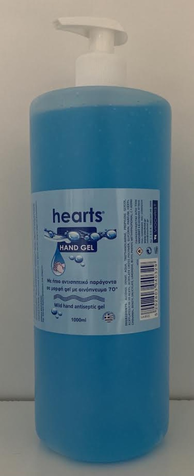 Hearts Αλκοολούχο Αντισηπτικό Gel Χεριών Με Ντισπένσερ 1Lt