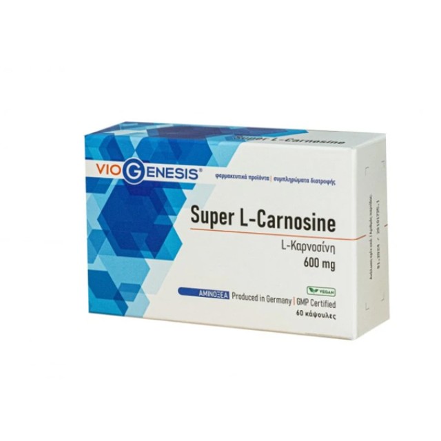 VioGenesis Super L-Carnosine Συμπλήρωμα Διατροφής L Καρνοσίνη 600mg 60 Κάψουλες
