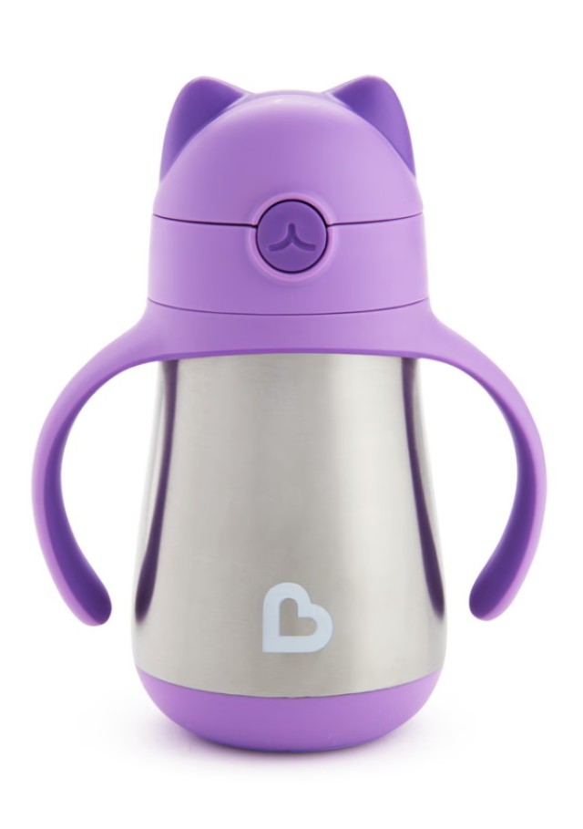 Munchkin Cool Cat Μωβ Ισοθερμικό Παγούρι με Λαβές & Καλαμάκι για 18m+ …