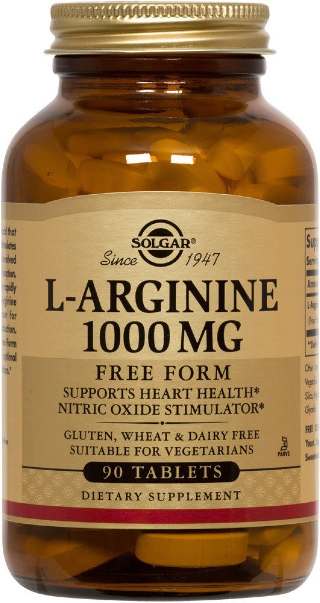 Solgar L-Arginine 1000mg Συμπλήρωμα Διατροφής L-Αργιρίνης 90 Ταμπλέτες