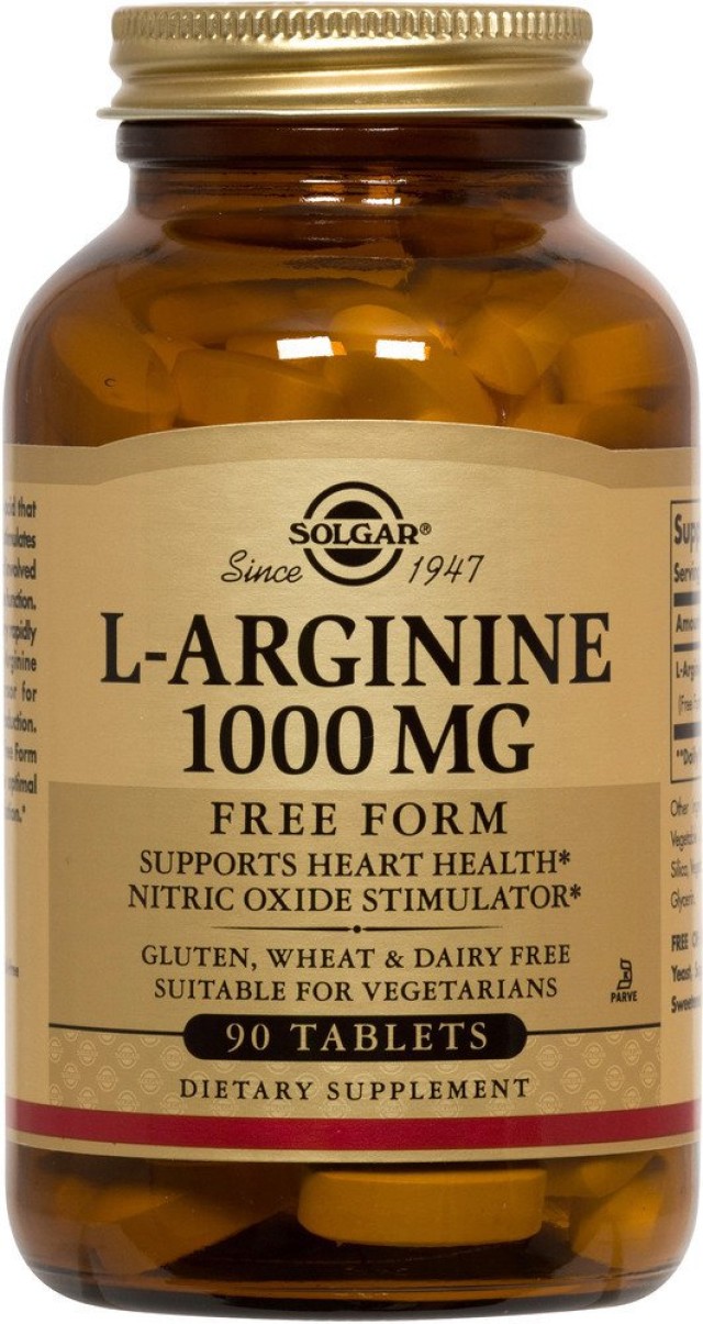 Solgar L-Arginine 1000mg Συμπλήρωμα Διατροφής L-Αργιρίνης 90 Ταμπλέτες