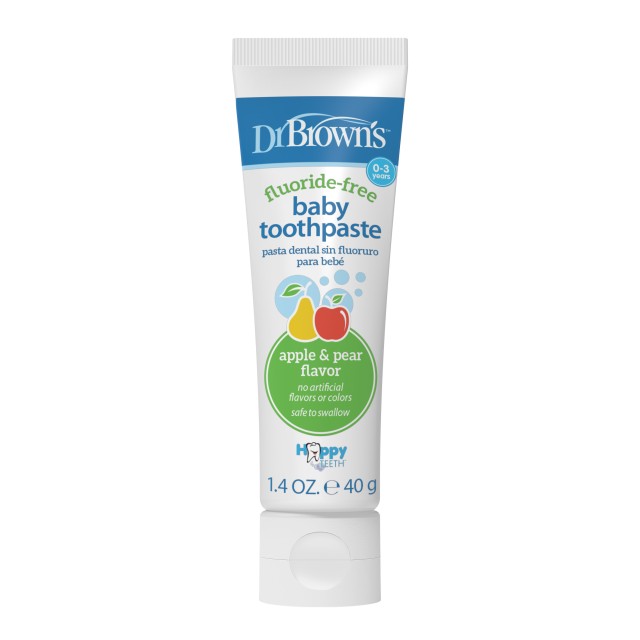Dr. Browns Natural Baby Toothpaste HG 025 Βρεφική Οδοντόκρεμα χωρίς Φθόριο με Γεύση Αχλάδι & Μήλο, 40gr