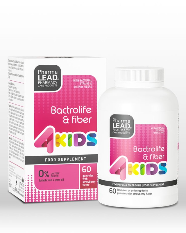 PharmaLead Bactrolife & Fiber 4Kids Συμπλήρωμα για Παιδιά από 4 Ετών και άνω 60 Ζελεδάκια με Γεύση Φράουλα