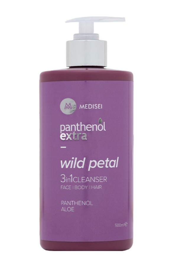Medisei Panthenol Extra Wild Petal 3 in 1 Cleanser Πρόσωπο - Σώμα - Μαλλιά 500ml με Αντλία