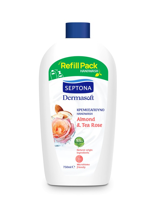 Septona Dermasoft Κρεμοσάπουνο Almond & Tea Rose 750ml