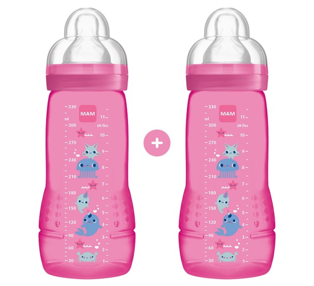 Mam PROMO Easy Active Baby Bottle Σετ Πλαστικά Μπιμπερό για 4m+ Ροζ με …