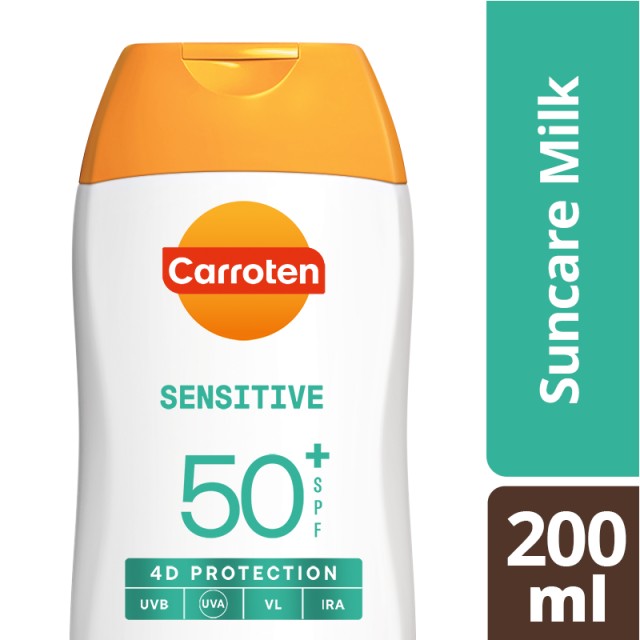 Carroten Sensitive Suncare Milk SPF50+ Αντηλιακό Γαλάκτωμα Σώματος Χωρίς Άρωμα 200ml