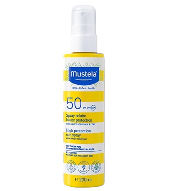 Mustela High Protection Sun SPF50 Baby Children Family Αντηλιακό Spray Προσώπου & Σώματος για Όλη την Οικογένεια 200ml