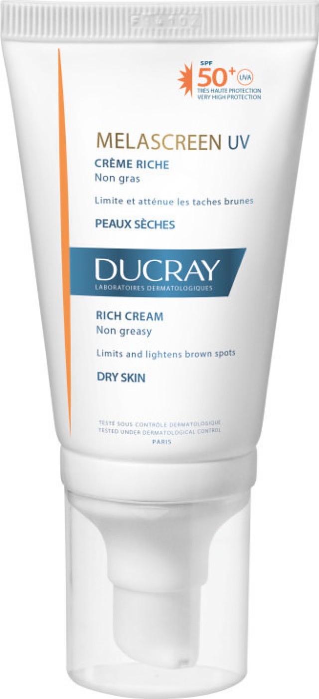 Ducray Melascreen UV Rich Cream Anti-Brown Spots Dry Skin SPF50+ Αντιηλιακή Κρέμα Κατά Των Κηλίδων 40ml