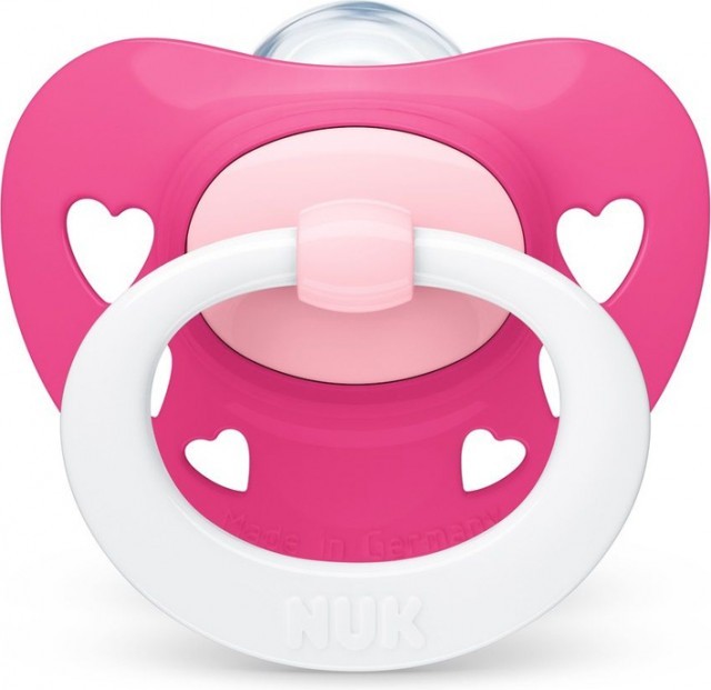 Nuk Signature Πιπίλα Σιλικόνης για 6-18m+ με Κρίκο για Κορίτσι Ροζ [10 …
