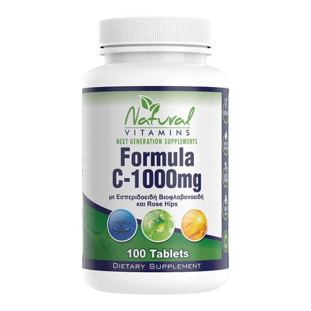 Natural Vitamins Formula C 1000mg Συμπλήρωμα Διατροφής με 530mg Βιοφλαβονοειδή 100 Ταμπλέτες