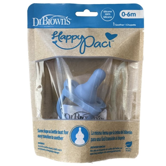 Dr. Browns Πιπίλα όλο Σιλικόνη Μπλε 0-6m+ 1 Τεμάχιο