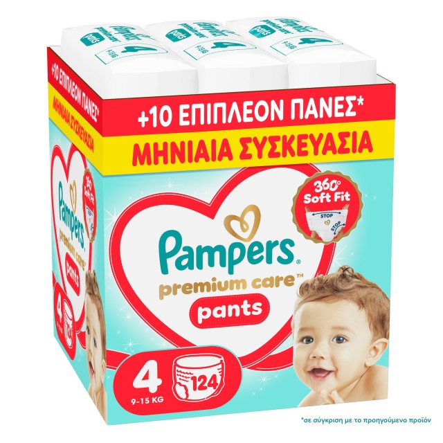 Pampers MSB Premium Care Pants Μέγεθος 4 [9-15kg] 124 Πάνες Βρακάκι