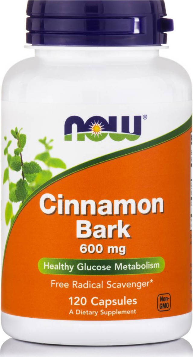 Now Foods Cinnamon Bark 600mg Συμπλήρωμα Διατροφής για το Πεπτικό Σύστημα 120 Κάψουλες