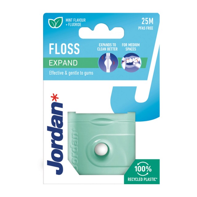Jordan Expand Floss Οδοντικό Νήμα Μέντα με Κερί & Φθόριο 25m Jordan Expand Floss Οδοντικό Νήμα Μέντα με Κερί & Φθόριο 25m