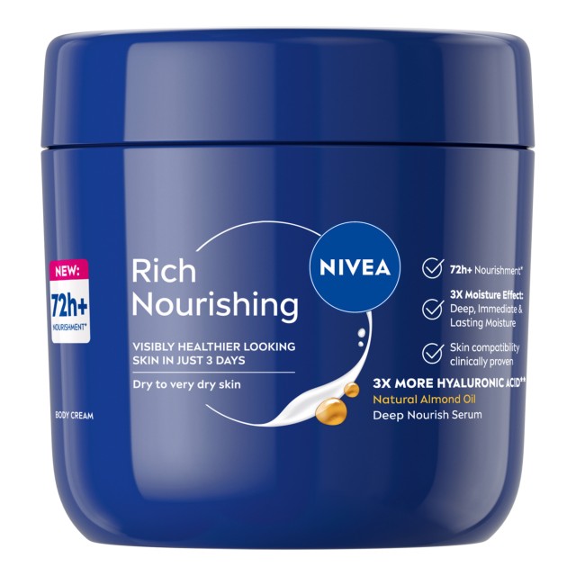 Nivea Body Cream Rich Nourishing Κρέμα Σώματος με 72ώρες Ενυδάτωση για &hellip;