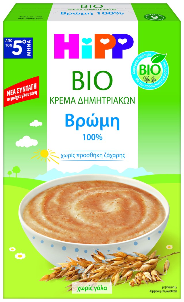 Hipp BIO Κρέμα με Βρώμη Χωρίς Γάλα με Γλουτένη για Βρέφη από τον 5ο Μή …