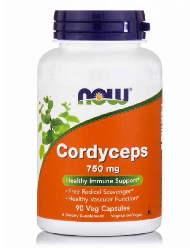 Now Foods Cordyceps Organic 750mg Συμπλήρωμα Διατροφής Αντιοξειδωτικών 90 Φυτικές Κάψουλες