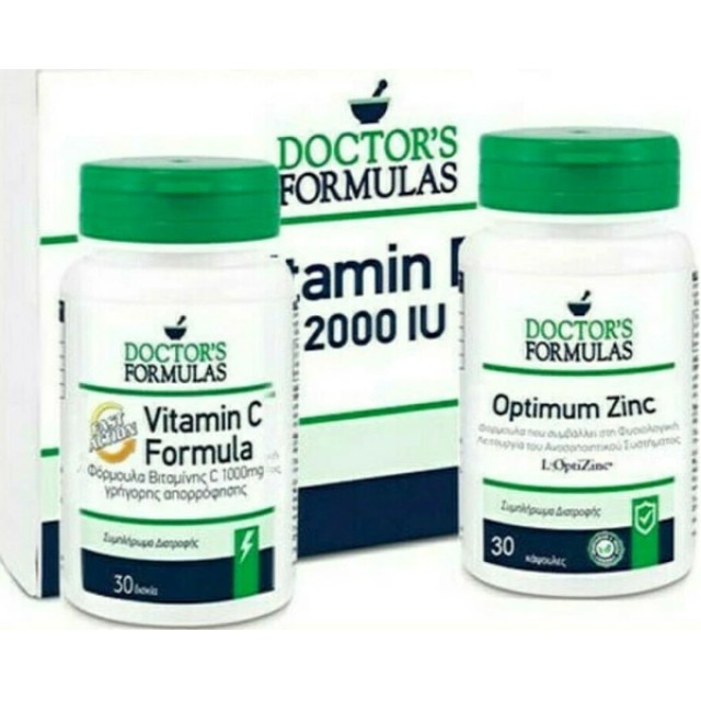 Doctors Formulas PROMO Vitamin C Formula Fast Action Συμπλήρωμα Διατροφής Βιταμίνης C 1000mg Γρήγορης Απορρόφησης 30 Δισκία - Optimum Zinc Συμπλήρωμα Διατροφής για το Ανοσοποιητικό Σύστημα 30 Κάψουλες