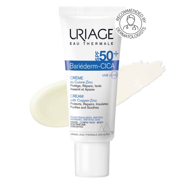 Uriage Bariéderm Cica Cream SPF50+ with CU-ZN Regeneration Cream 40ml