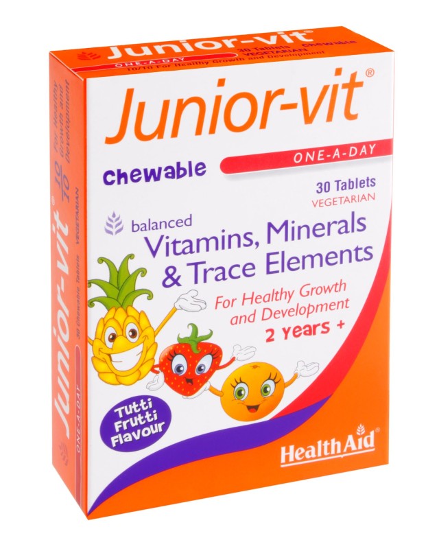 Health Aid Junior-Vit Πολυβιταμινούχο Συμπλήρωμα Διατροφής για Παιδιά με Γεύση Tutti-Frutti 30 Μασώμενες Ταμπλέτες