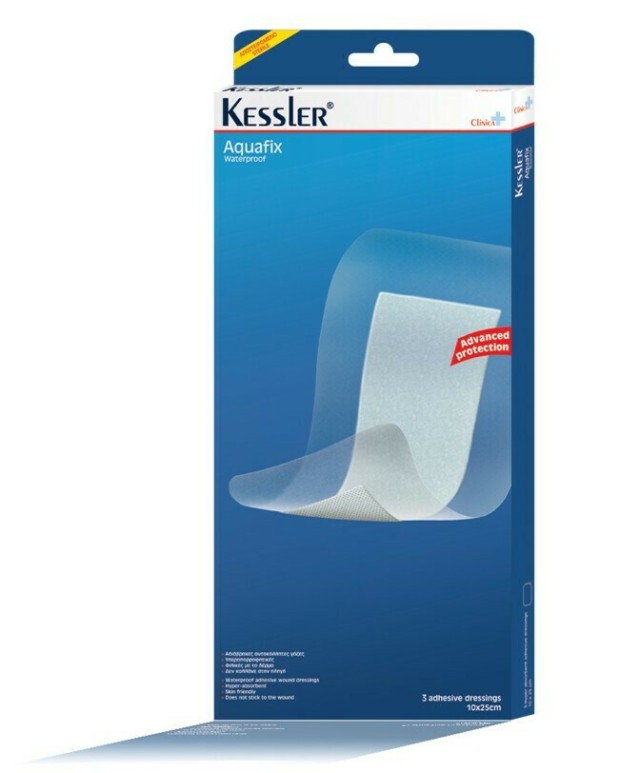 Kessler Aquafix Αδιάβροχες Αυτοκόλλητες Γάζες 10x25cm 3 Τεμάχια