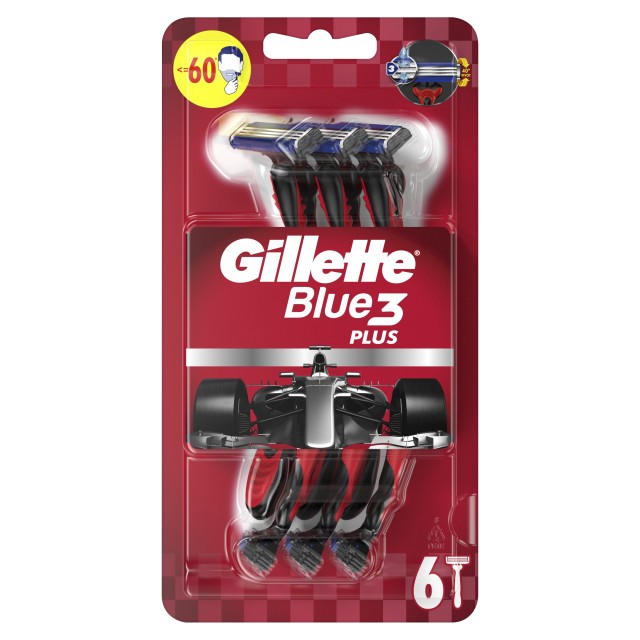 Gillette Blue 3 Red Ανδρικά Ξυραφάκια μίας Χρήσης 6 Τεμάχια [Blister]