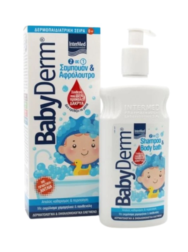 Intermed BabyDerm Delicate Shampoo & Body Bath, Παιδικό Σαμπουάν & Αφρόλουτρο 2 σε 1 300ml με Αντλία