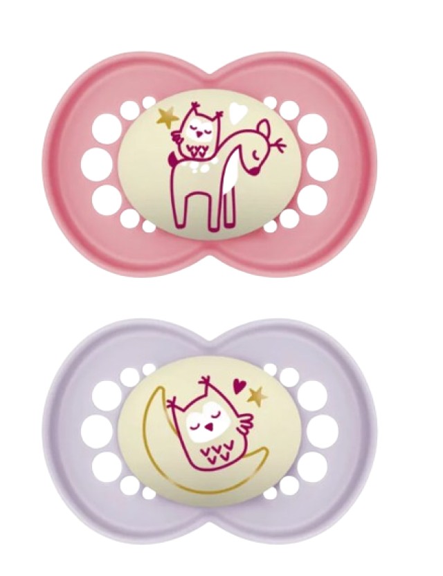 Mam Original Night Πιπίλα Σιλικόνης - Λάμπει στο Σκοτάδι 6-16m Ροζ - Μ …