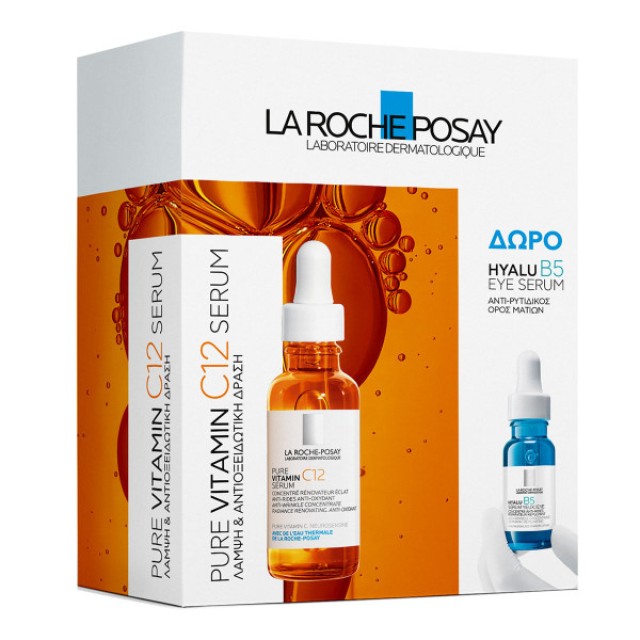 La Roche Posay PROMO Pure Vitamin C12 Serum Λάμψης 30ml - ΔΩΡΟ Hyalu B …