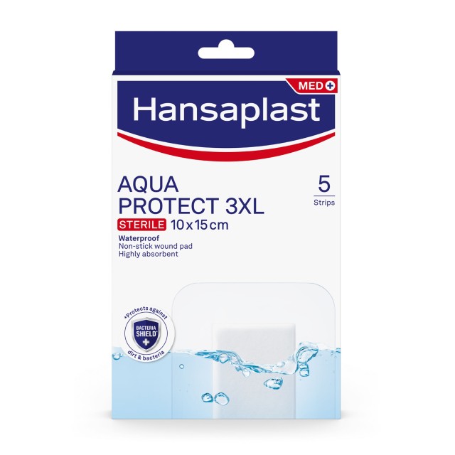 Hansaplast Aqua Protect Sterile 3XL Αδιάβροχα Αποστειρωμένα Αυτοκόλλητα Επιθέματα 10x15cm 5 Τεμάχια