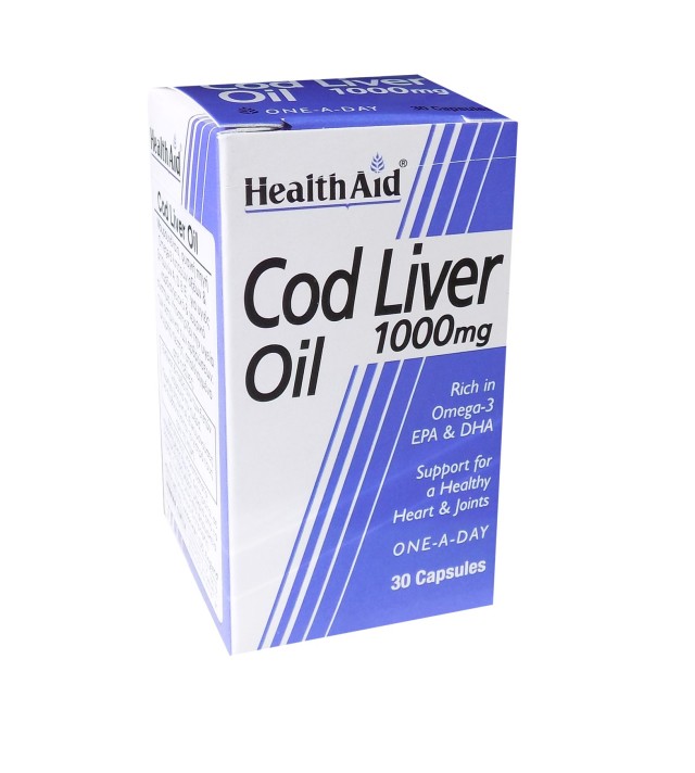 Health Aid Cod Liver Oil 1000mg Vegetarian Συμπλήρωμα Διατροφής με Μουρουνέλαιο για Υγιή Καρδιά, Οστά & Αρθρώσεις 30 Κάψουλες